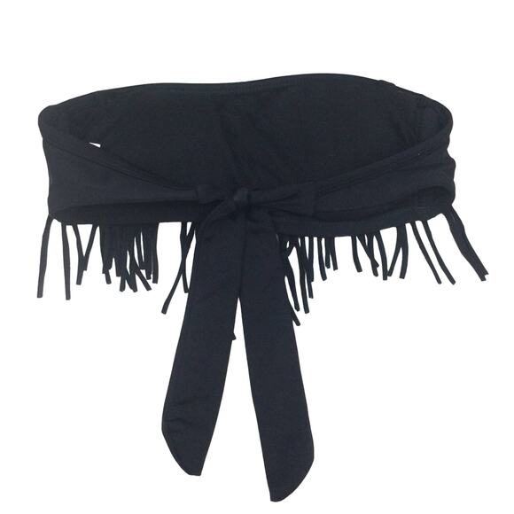 Black Bikini Top Fringe Strapless XS Xhilaration - Picture 2 of 4